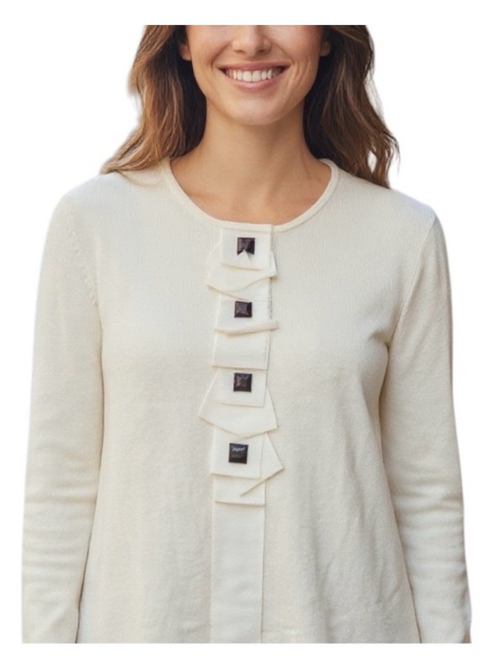 Vintage Tory Burch cashmere cardigan. Grosgrain ribbon placket. Size medium.